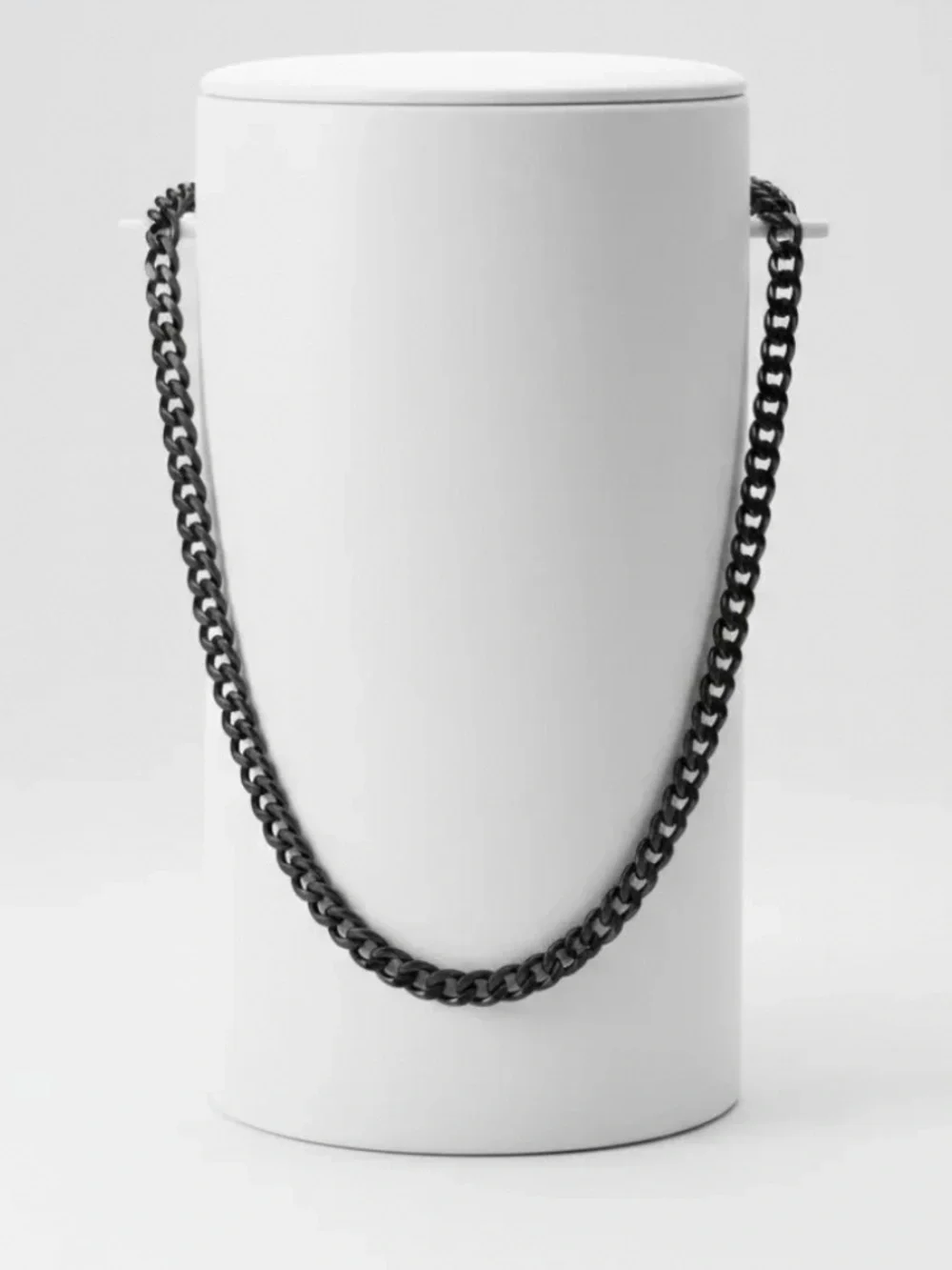 Stainless Steel Black Curb Chain Necklace - unisex
